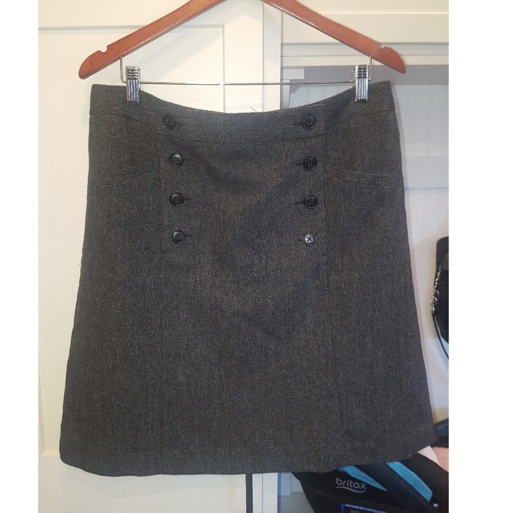 GAP wool tweed button-front skirt w/ pockets 14